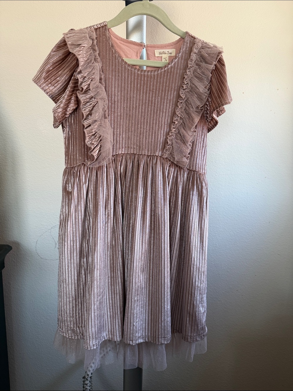 Matilda Jane Dusty Rose Velvet Ruffle Dress